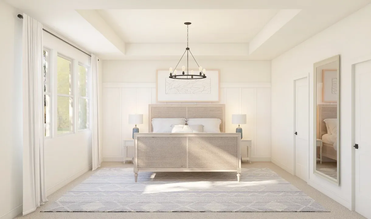 Primary suite with decorative feature wall