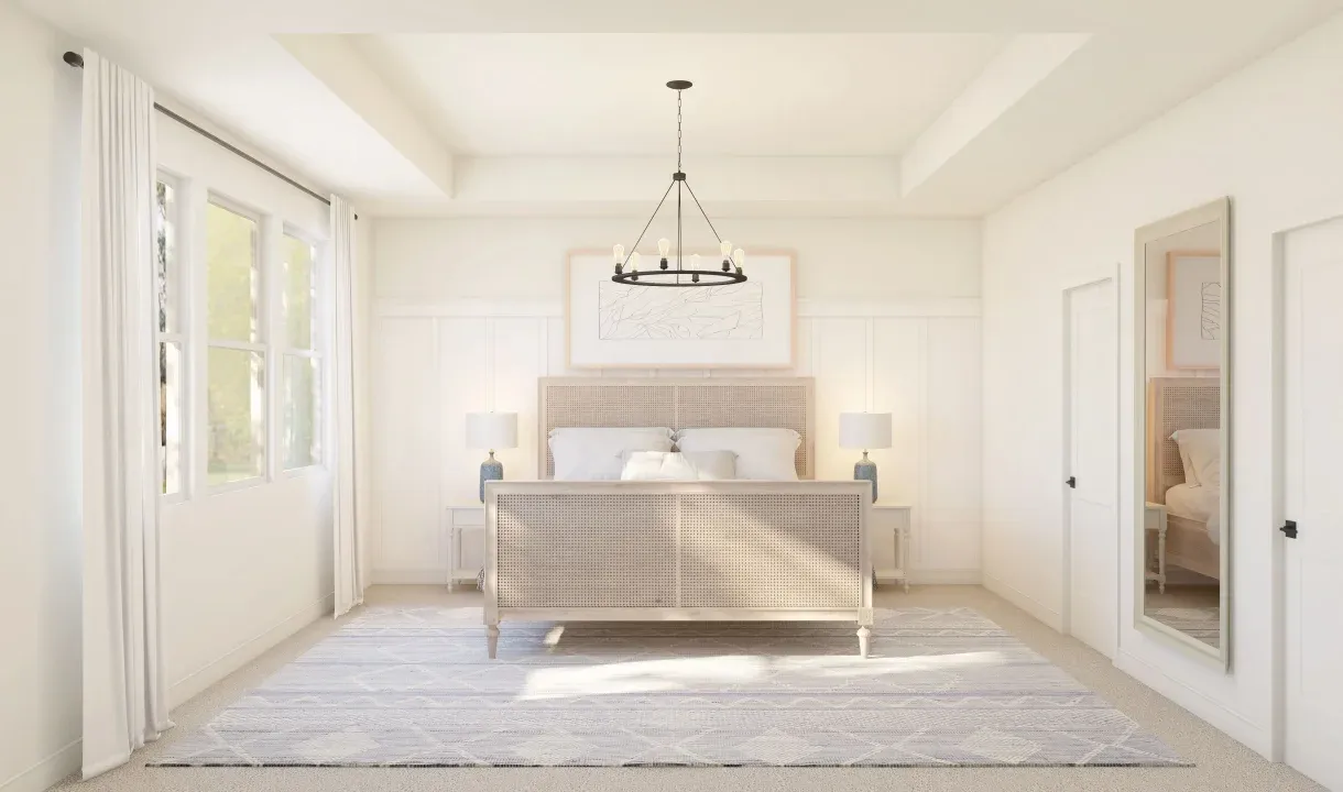 Primary suite with decorative feature wall