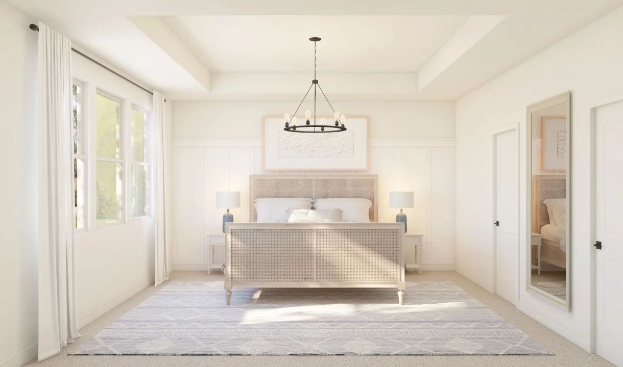 Primary suite with decorative feature wall