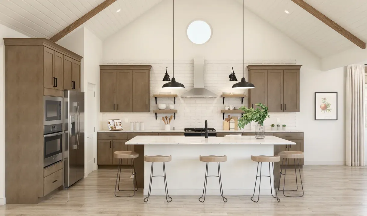 Kitchen with pendant lighting