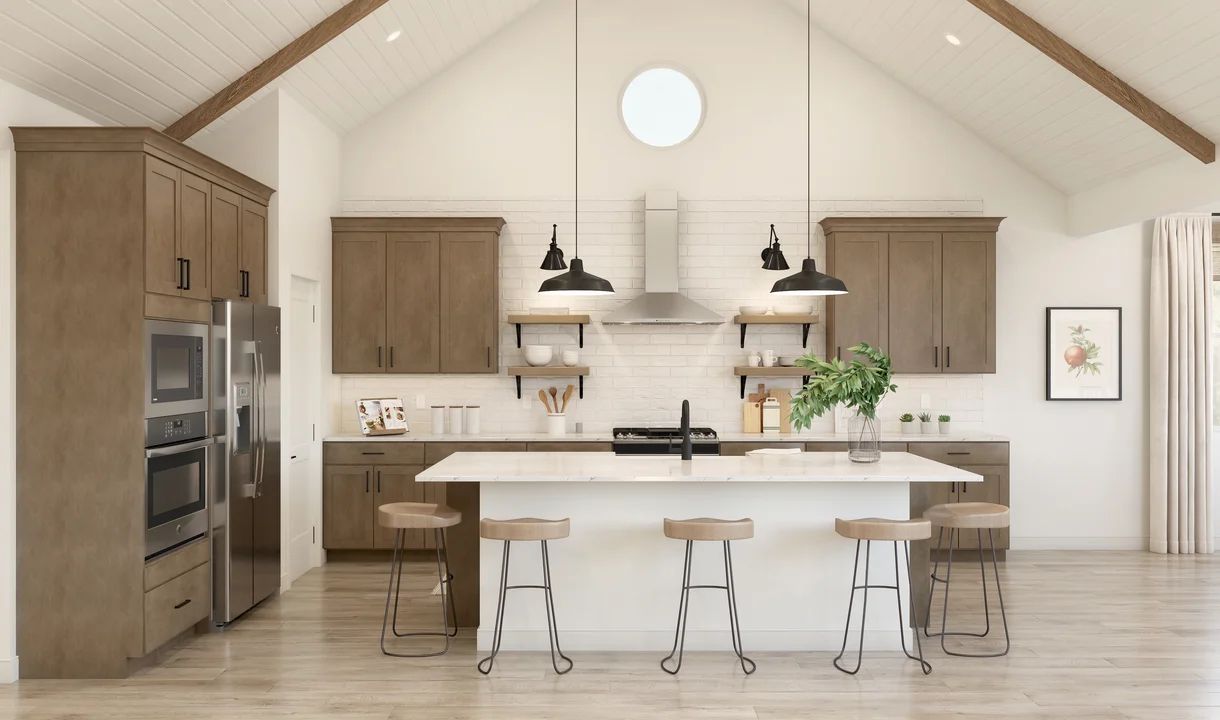 Kitchen with pendant lighting