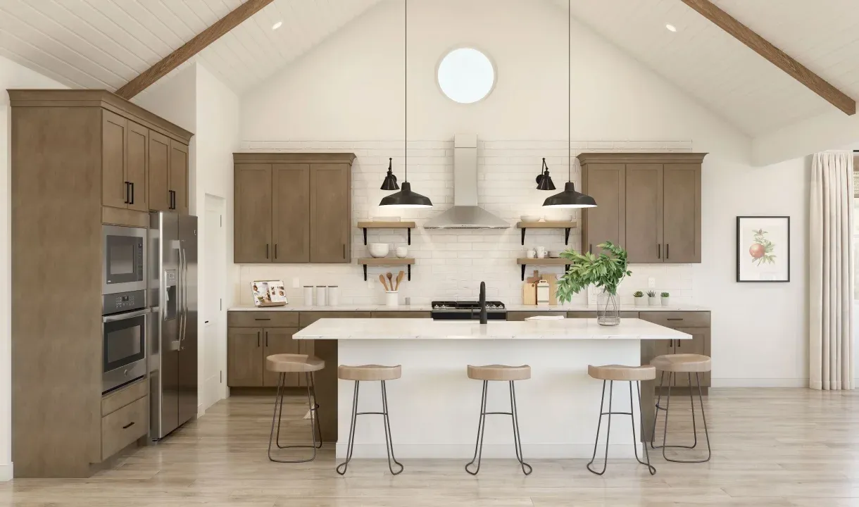 Kitchen with pendant lighting