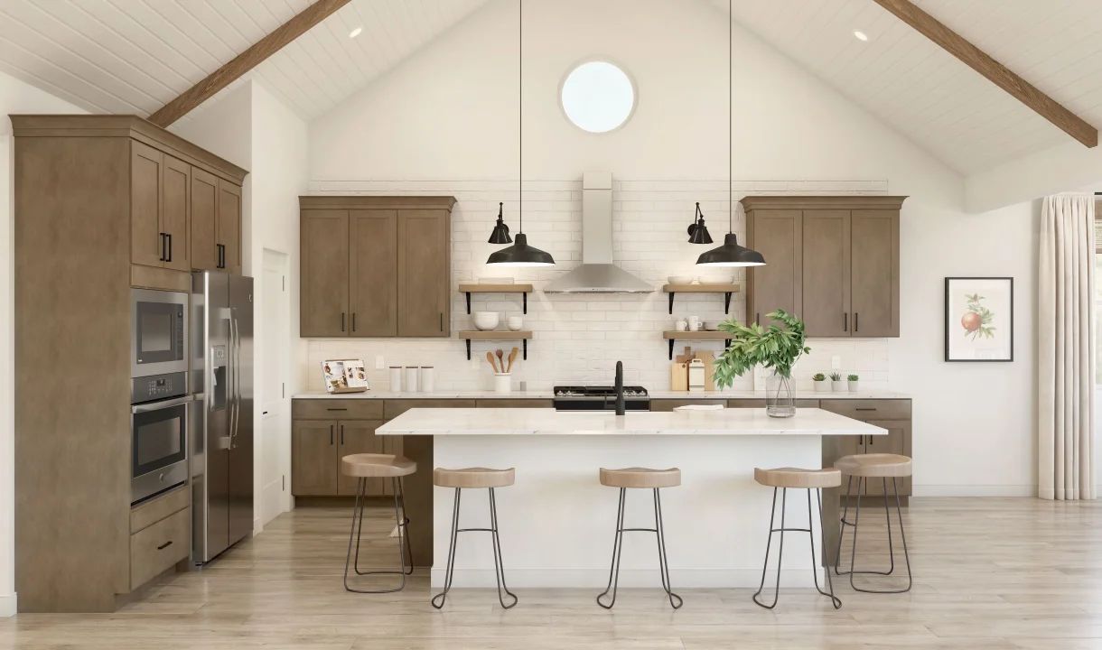 Kitchen with pendant lighting