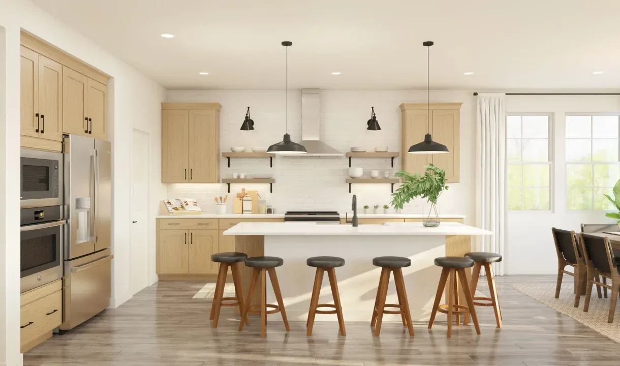 Kitchen with pendant lighting