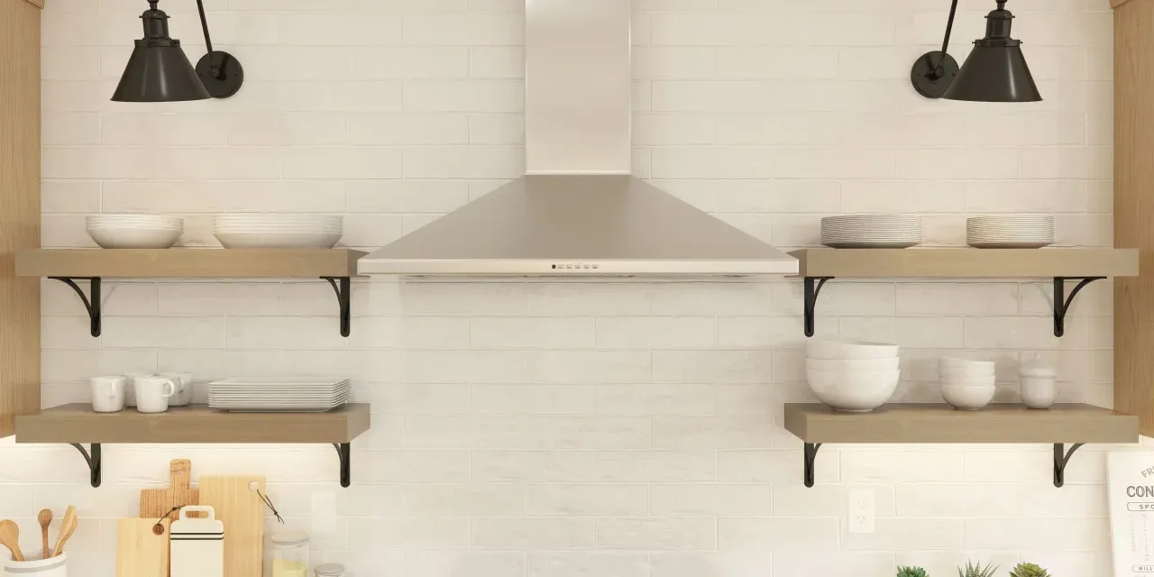 Kitchen with open shelving