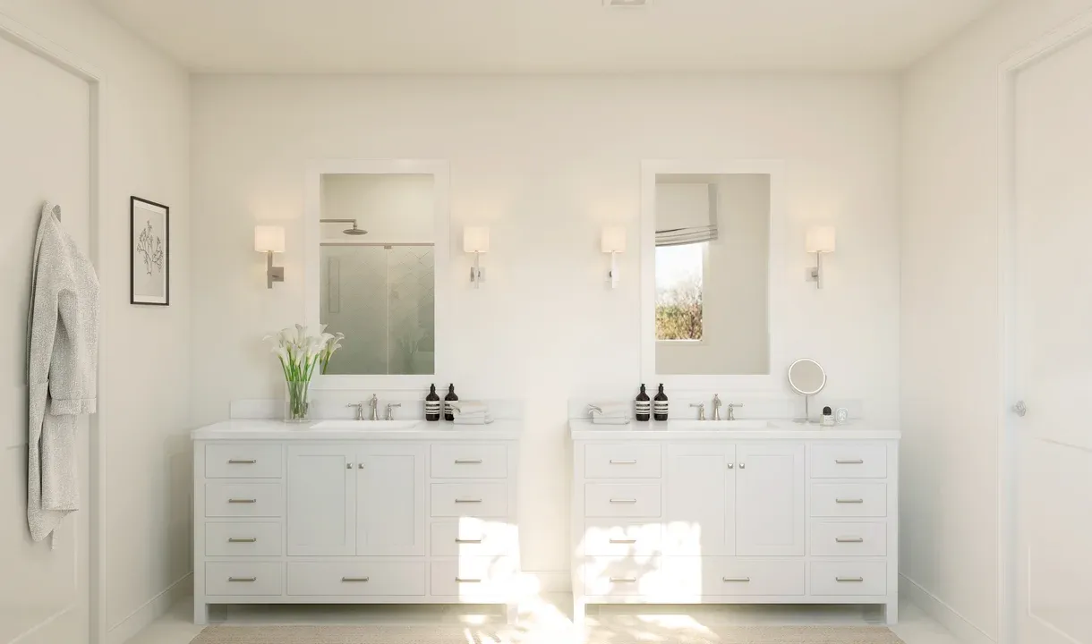 Primary bath with dual vanities