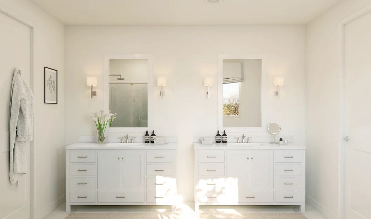 Primary bath with dual vanities