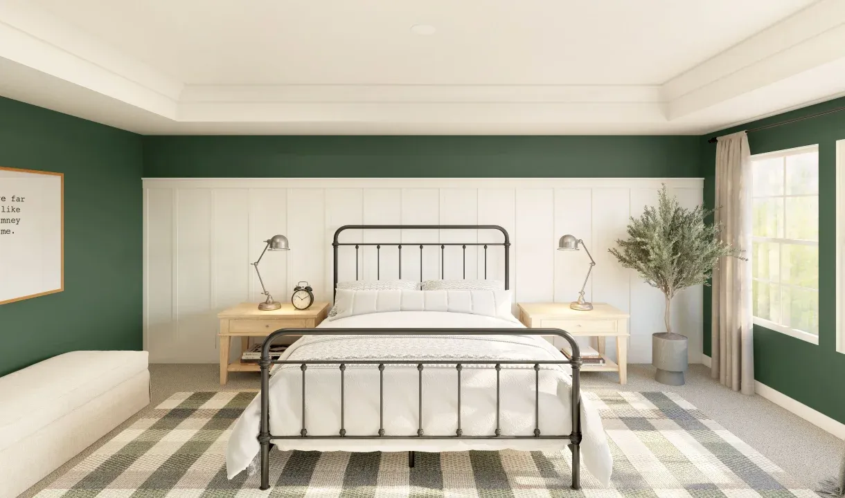 Primary suite with decorative feature wall