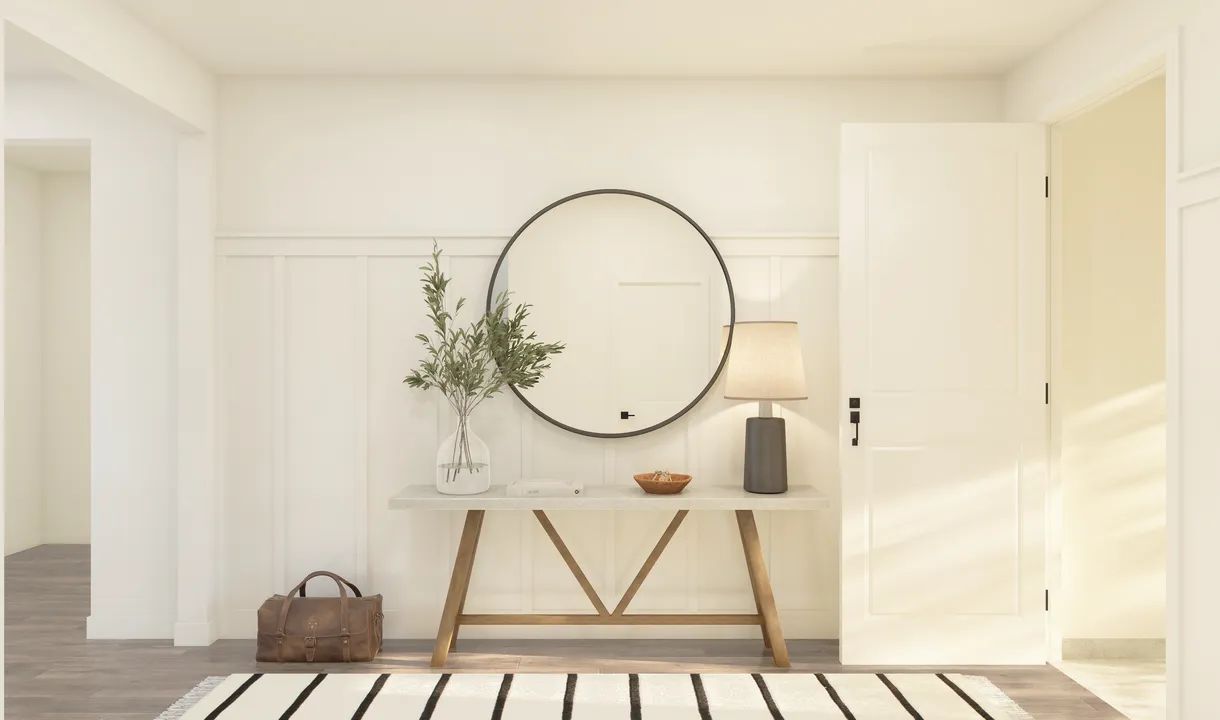 Foyer with decorative feature wall