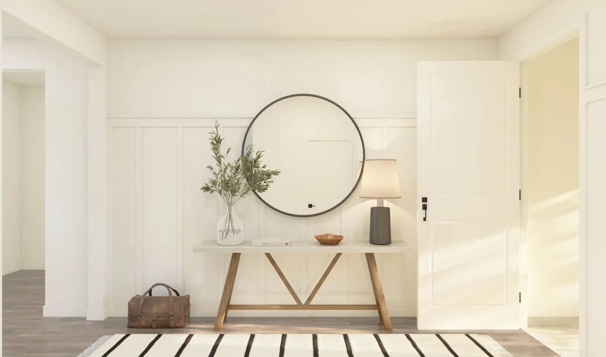 Foyer with decorative feature wall