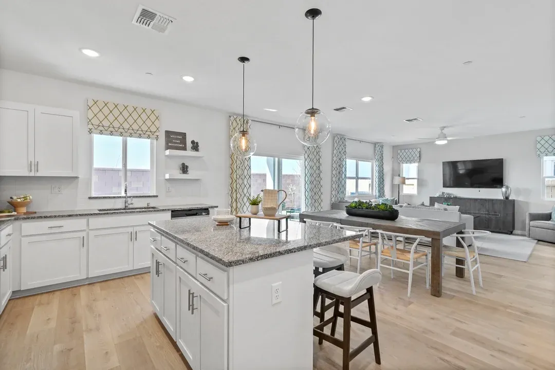 Kitchen with pendant lighting