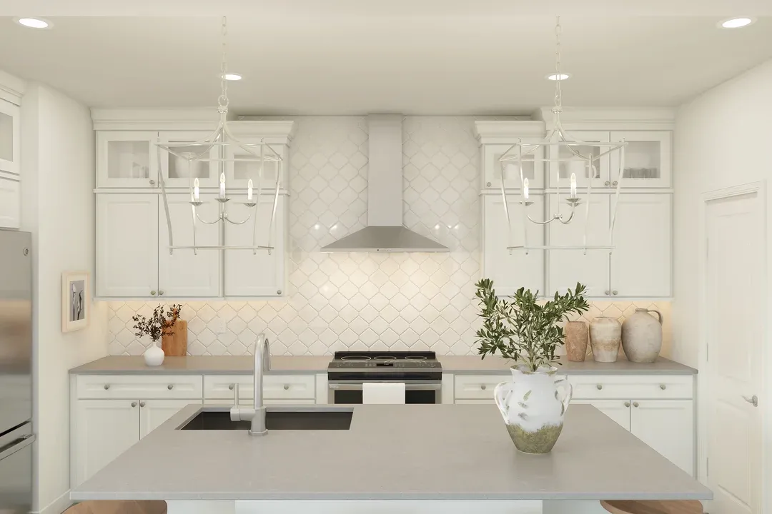 Kitchen with pendant lighting
