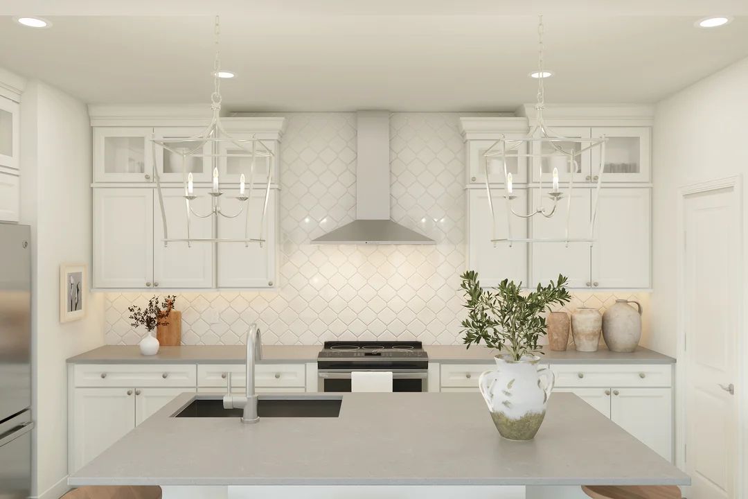 Kitchen with pendant lighting