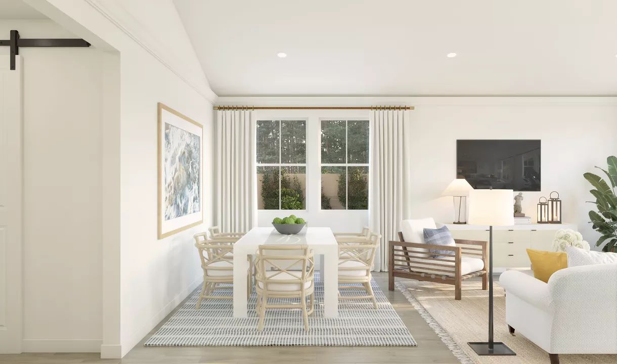 Dining area with vaulted ceiling