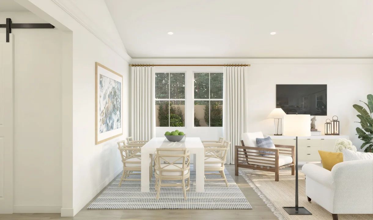 Dining area with vaulted ceiling