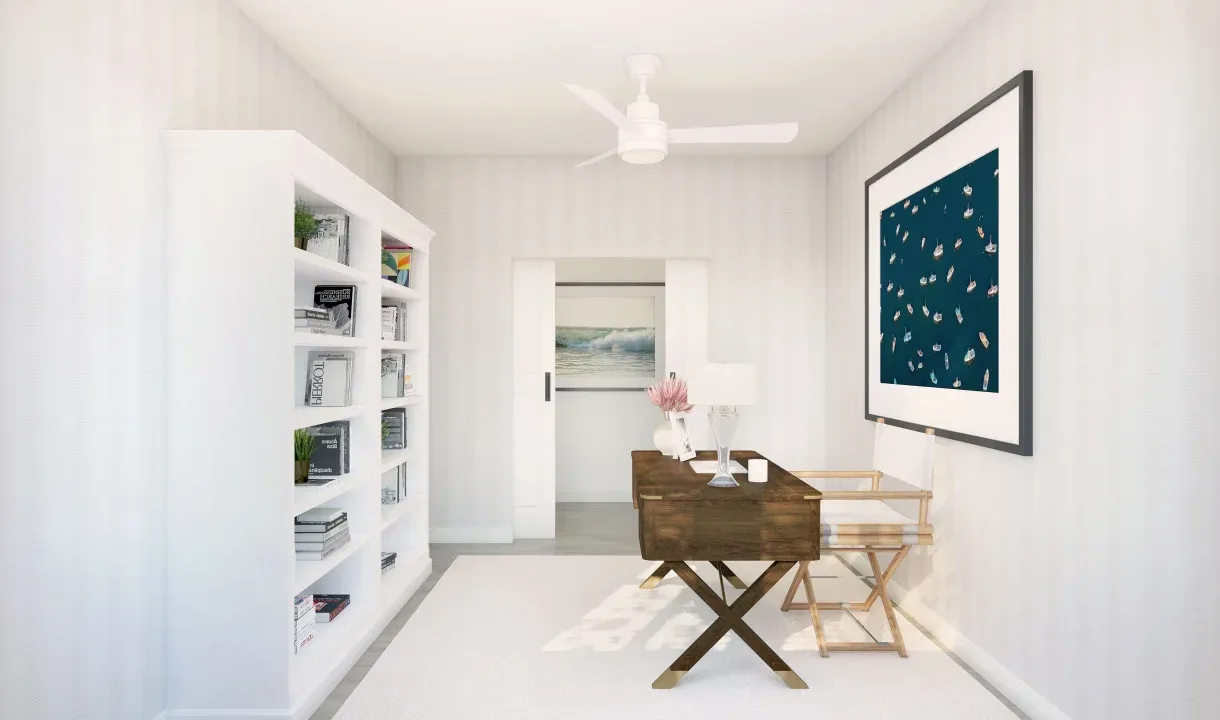 Home office with double barn doors