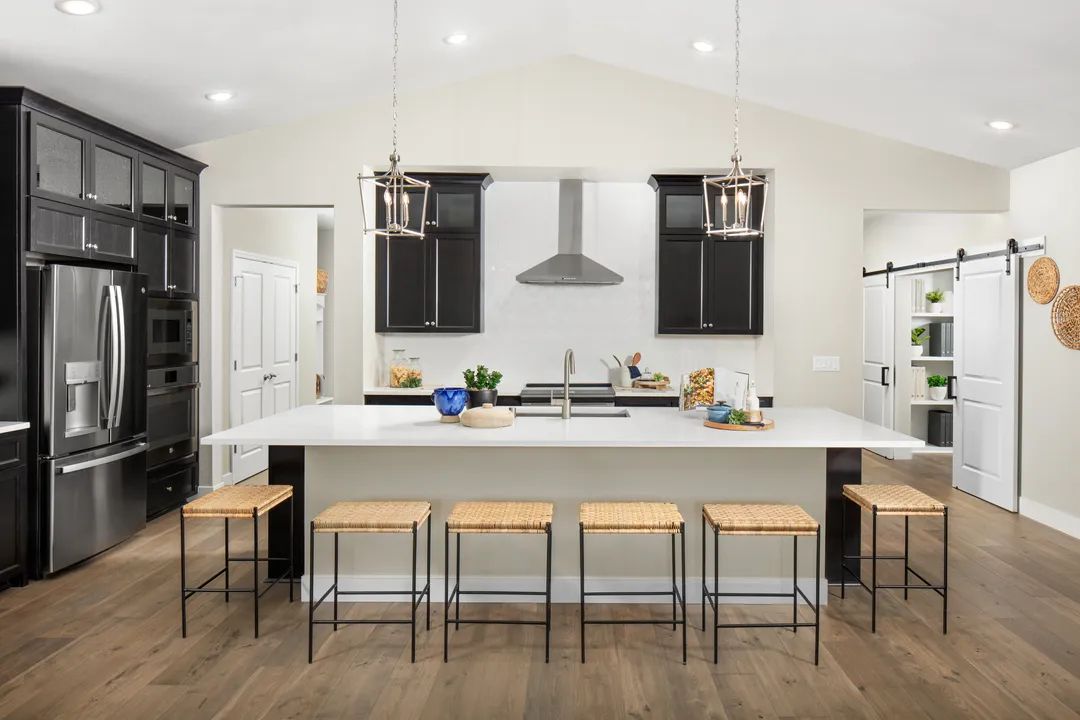 Kitchen with pendant lighting