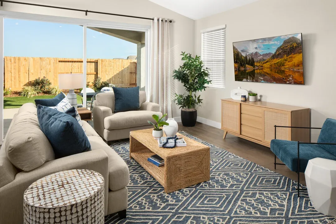 Great room with vaulted ceiling