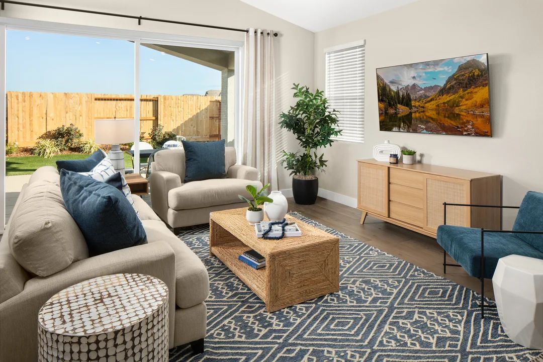 Great room with vaulted ceiling
