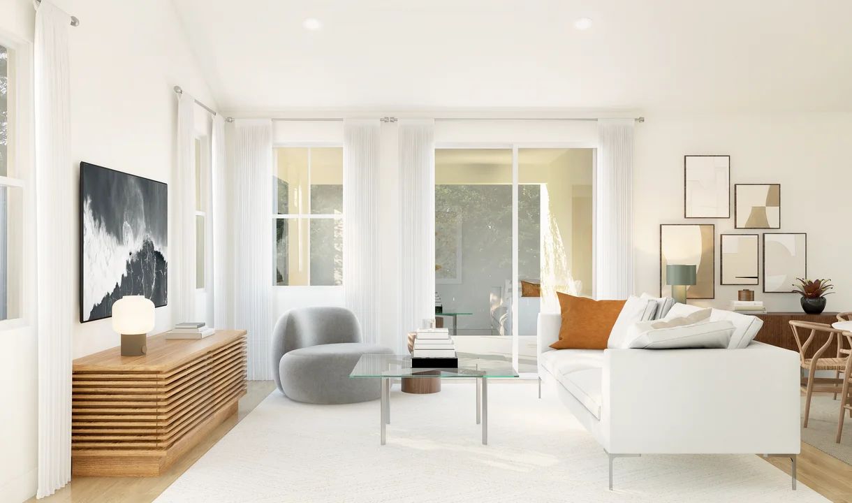Great room with vaulted ceiling