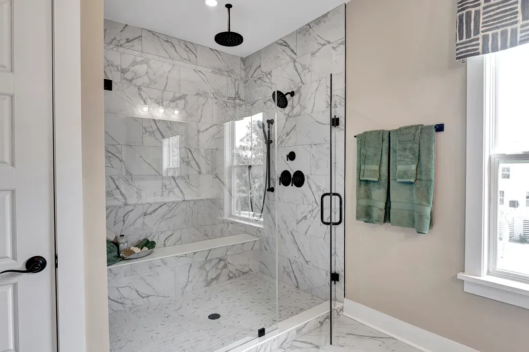Owner's bath with glass shower enclsoure