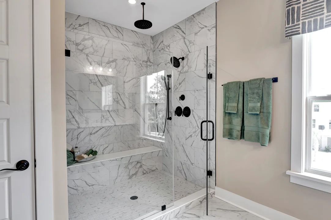 Owner's bath with glass shower enclsoure