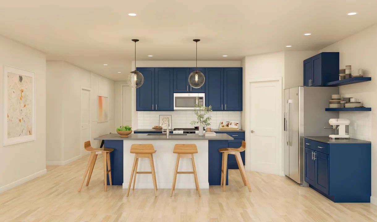 Kitchen with pendant lighting