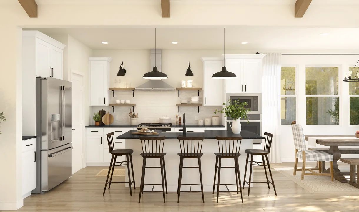 Kitchen with pendant lighting