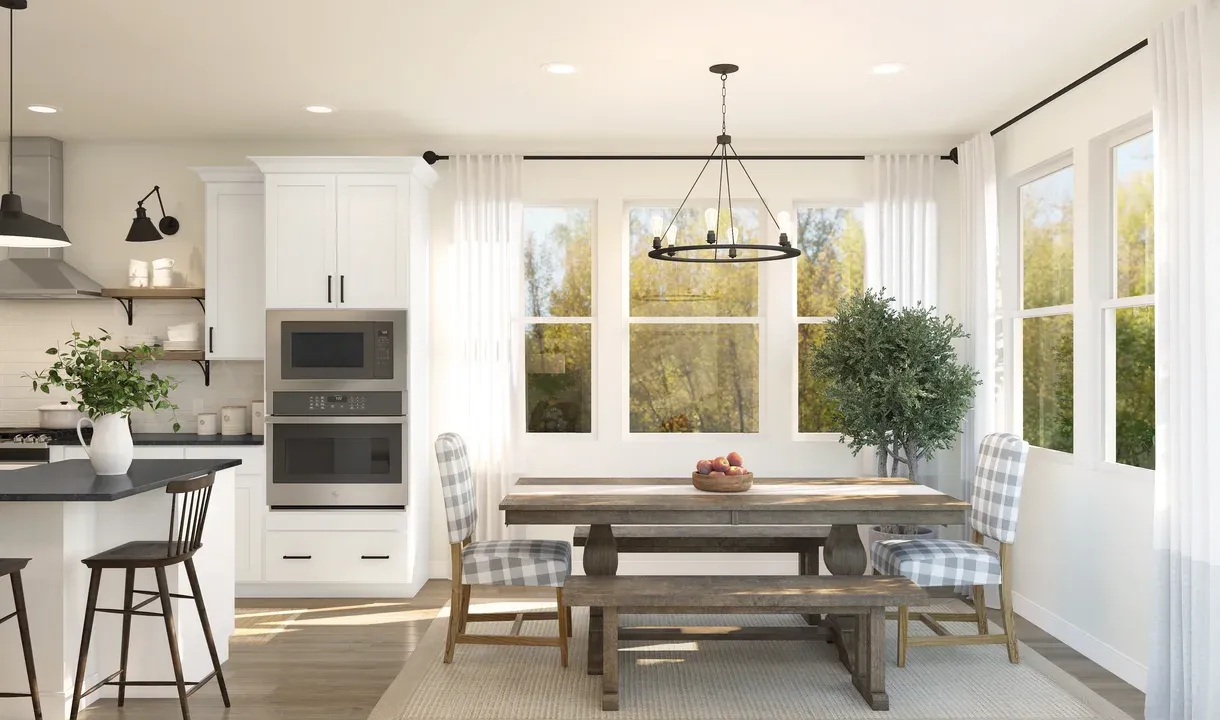 Dining area with chandelier