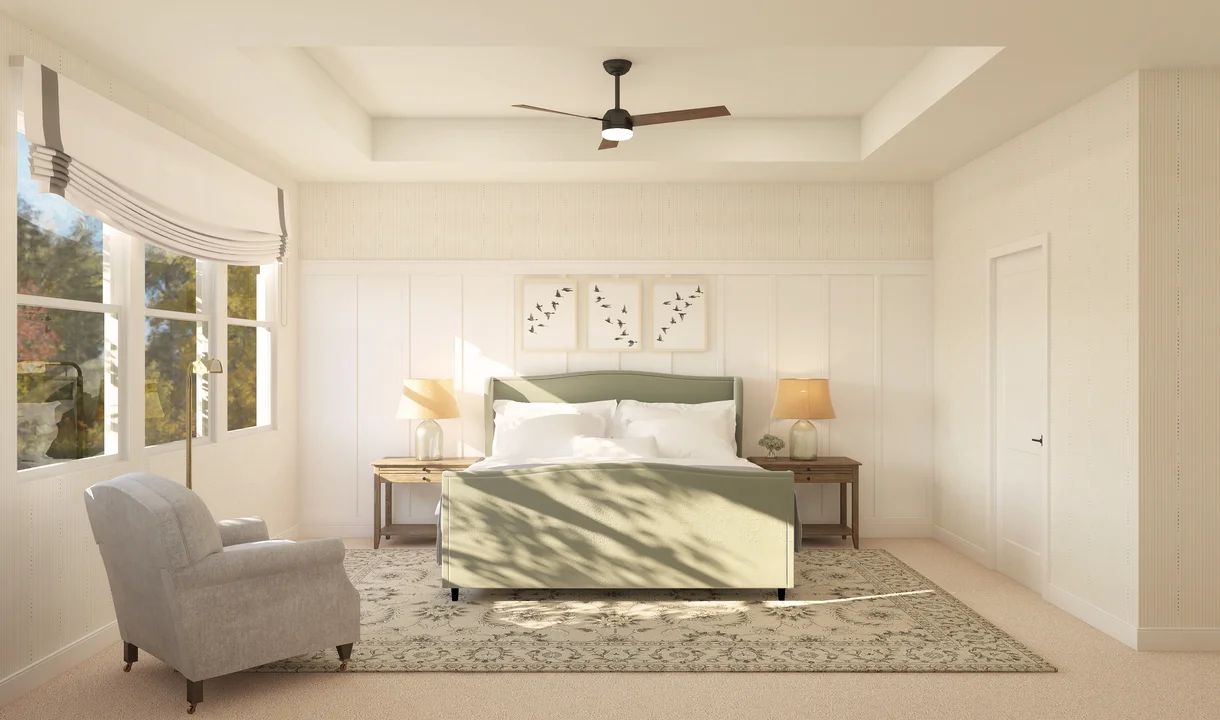 Primary suite with decorative feature wall