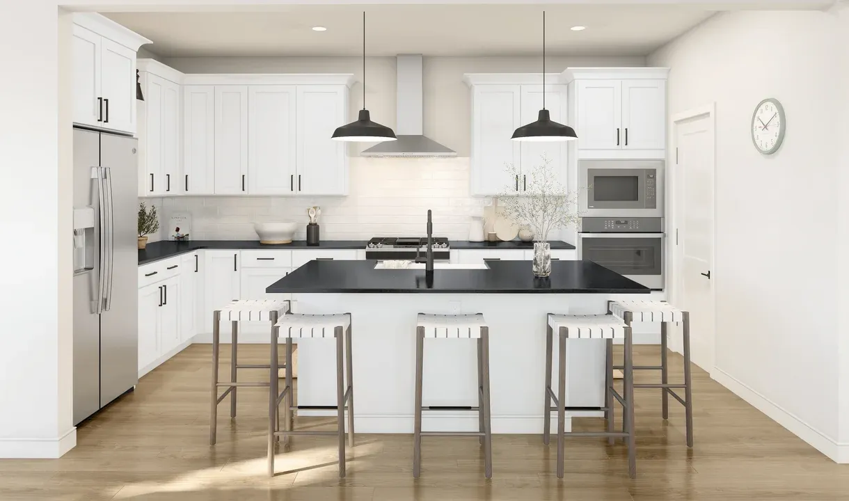 Kitchen with pendant lighting