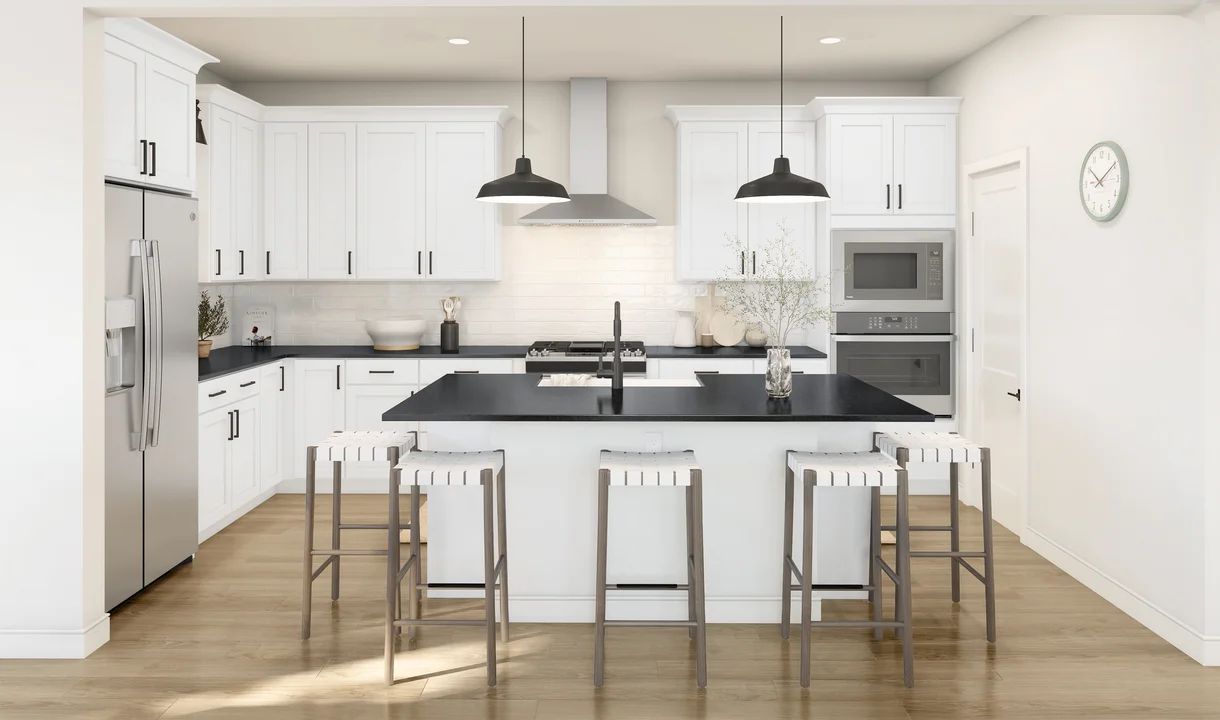 Kitchen with pendant lighting