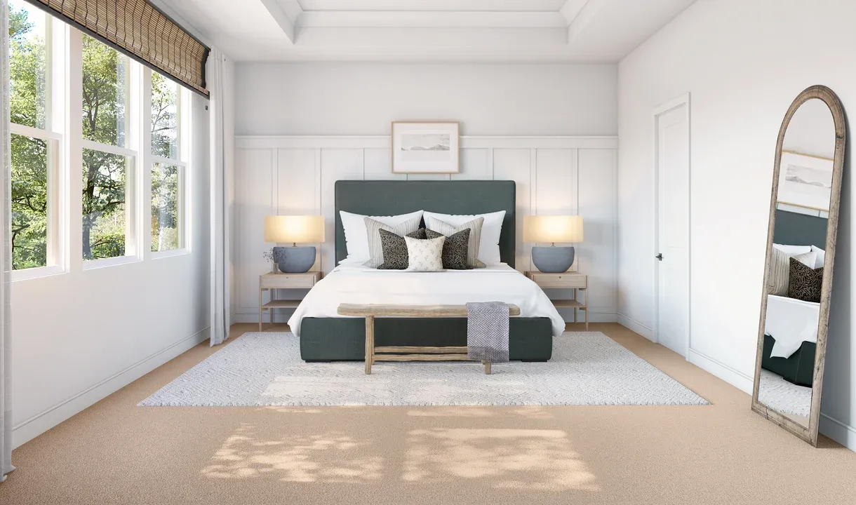 Primary suite with decorative feature wall