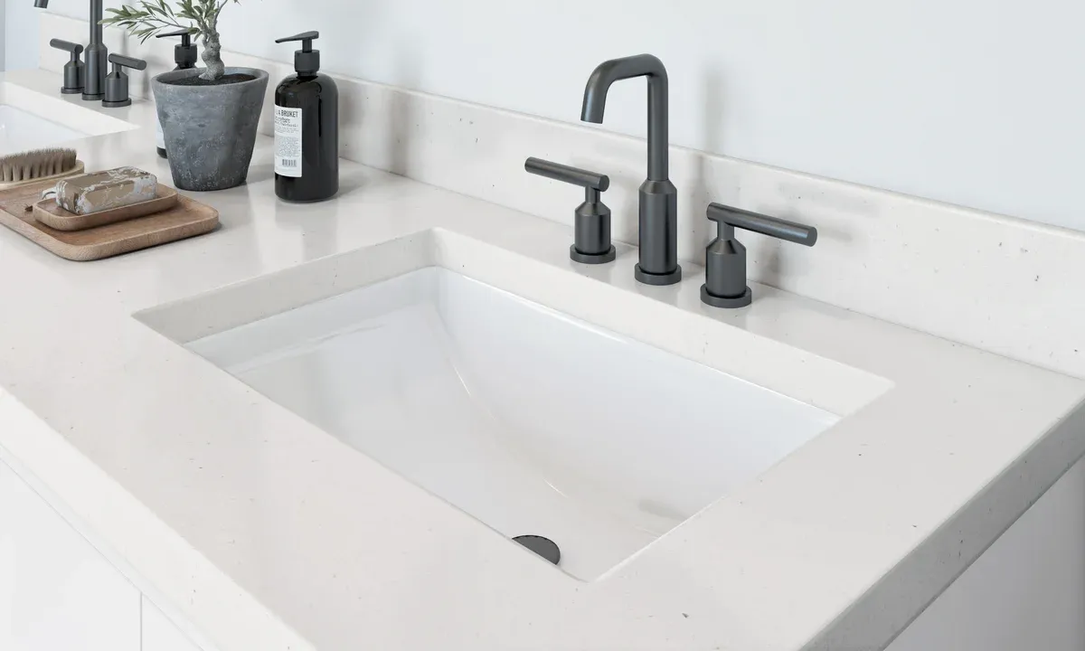 Primary bath with black matte fixtures