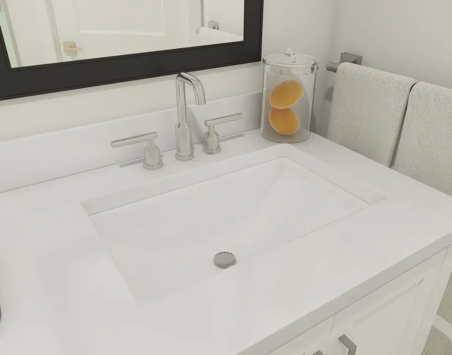 Primary bath with chrome fixtures