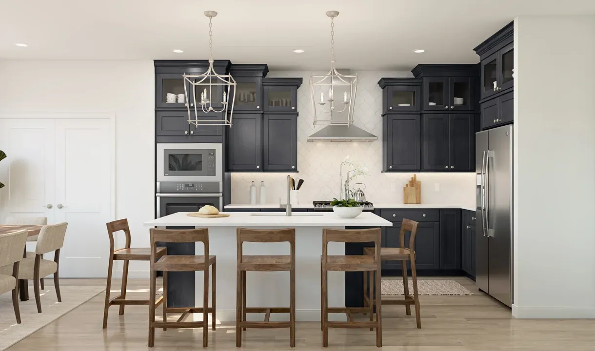 Kitchen with pendant lighting