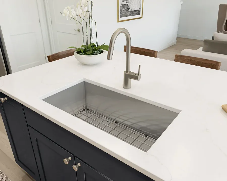 Kitchen with undermount stainless steel sink