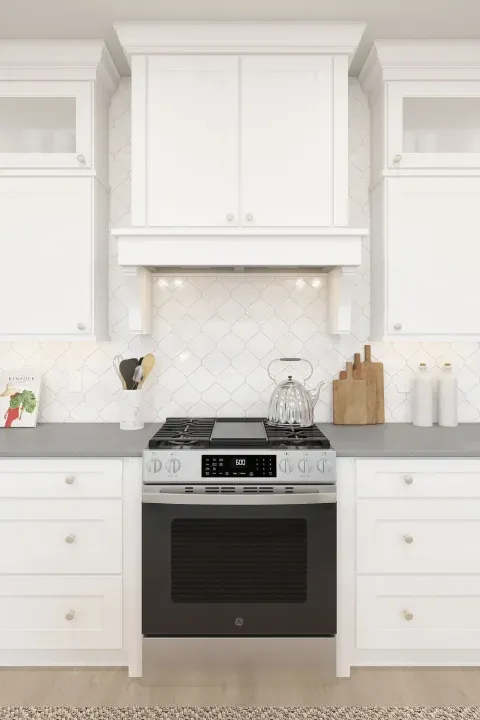 Kitchen with hexagonal backsplash