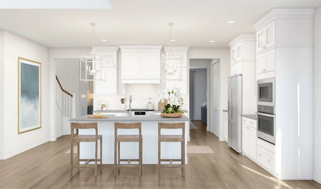 Kitchen with pendant lighting