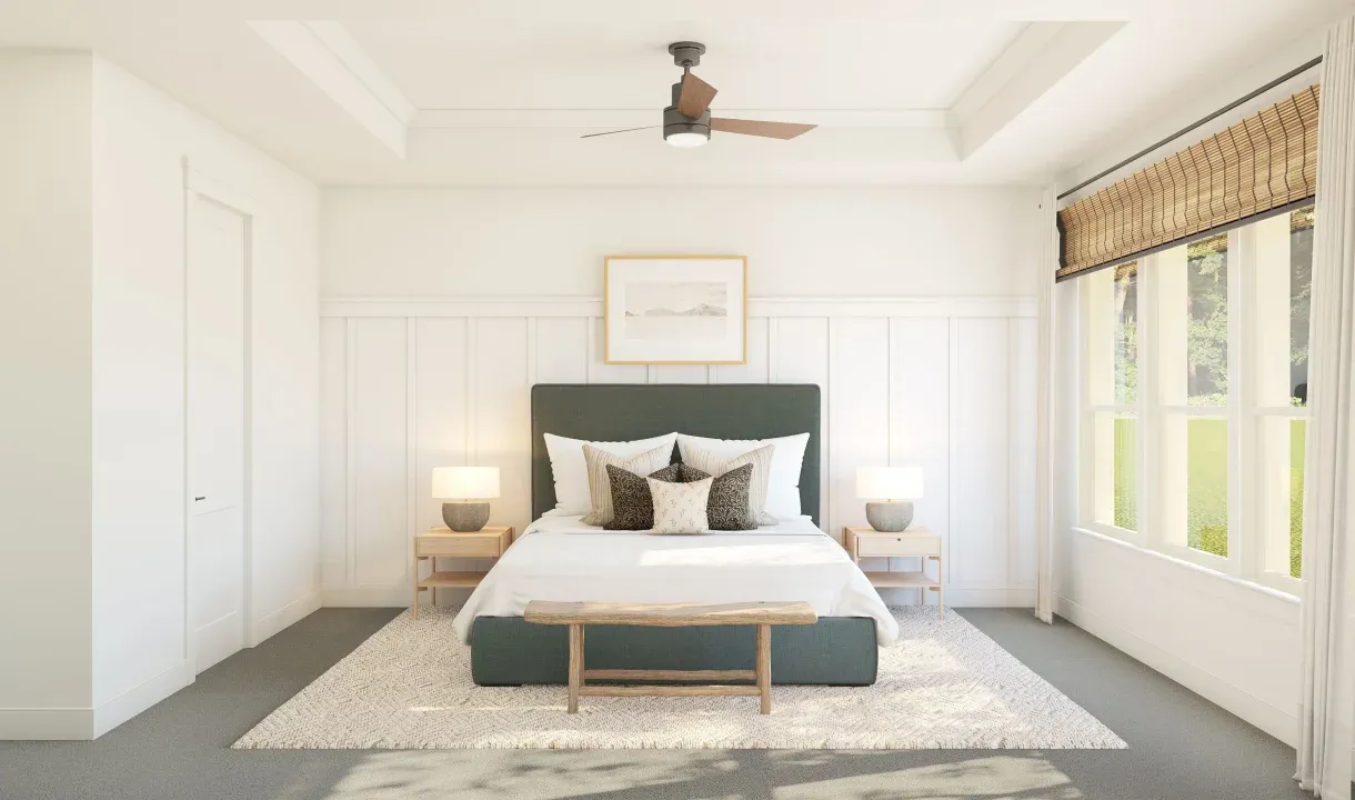 Primary suite with decorative feature wall