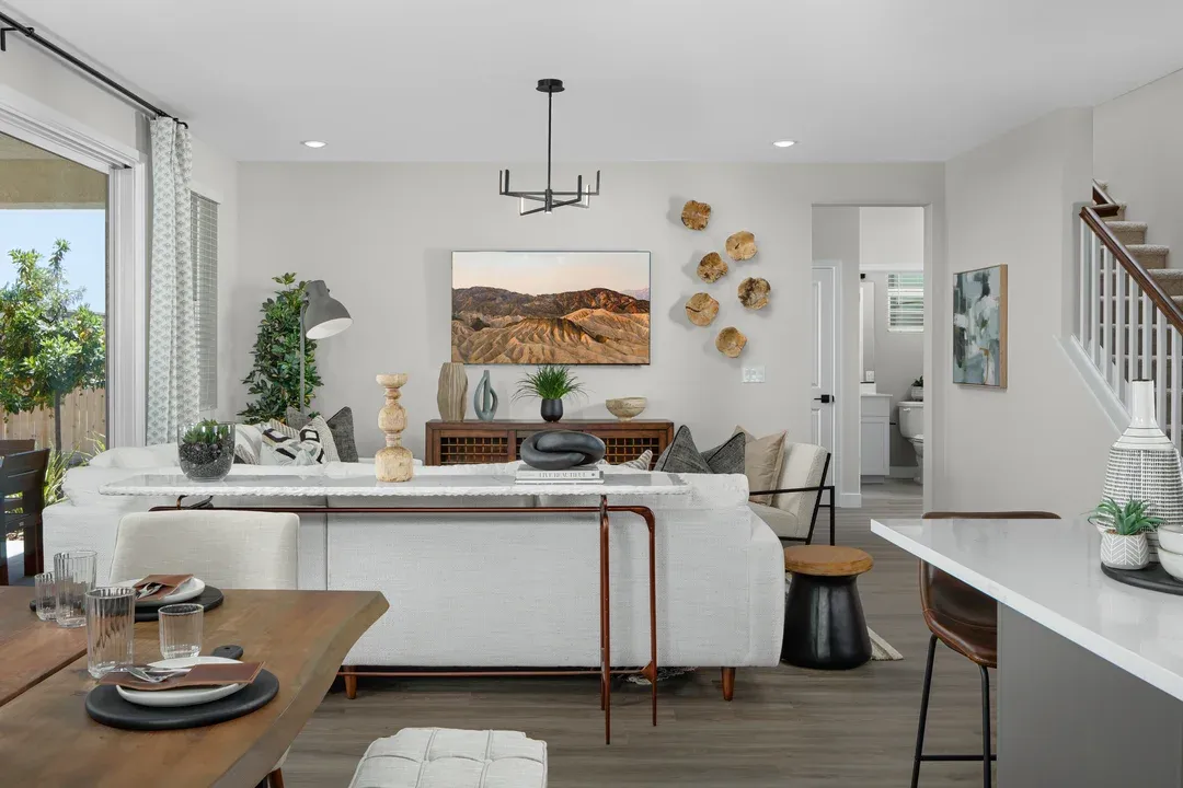 Great room with chandelier