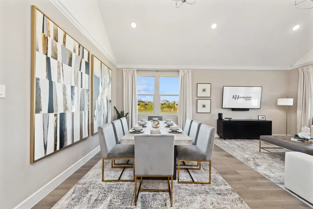 Dining area with vaulted ceiling