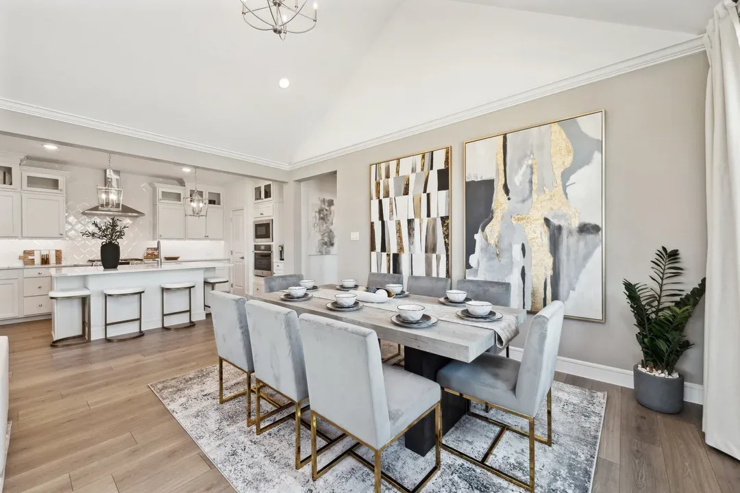 Dining area with vaulted ceiling