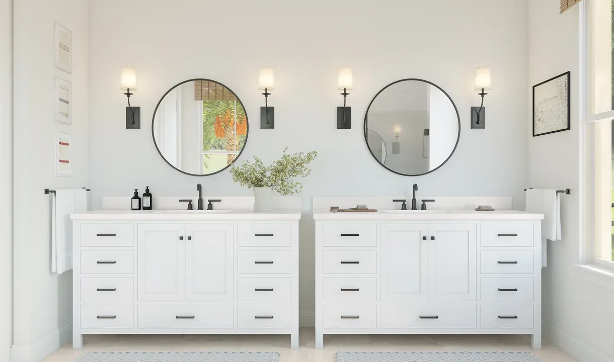 Freestanding vanity in primary bath