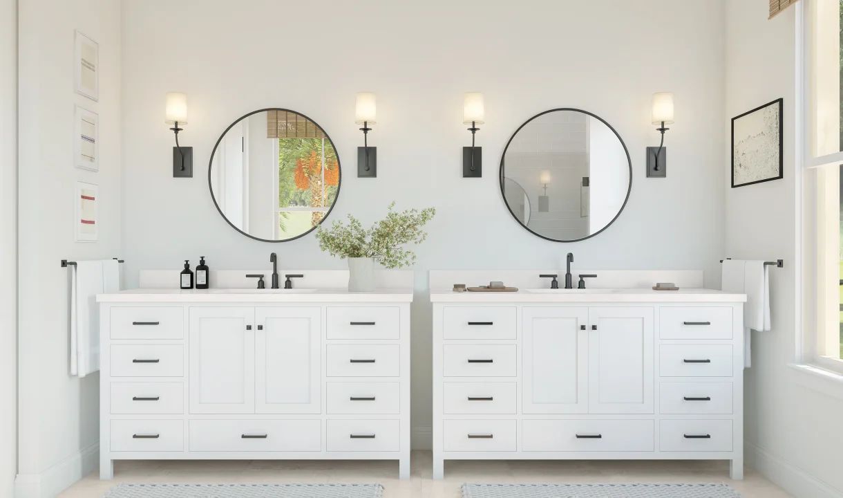 Freestanding vanity in primary bath