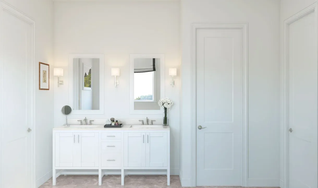 Freestanding vanity in primary bath