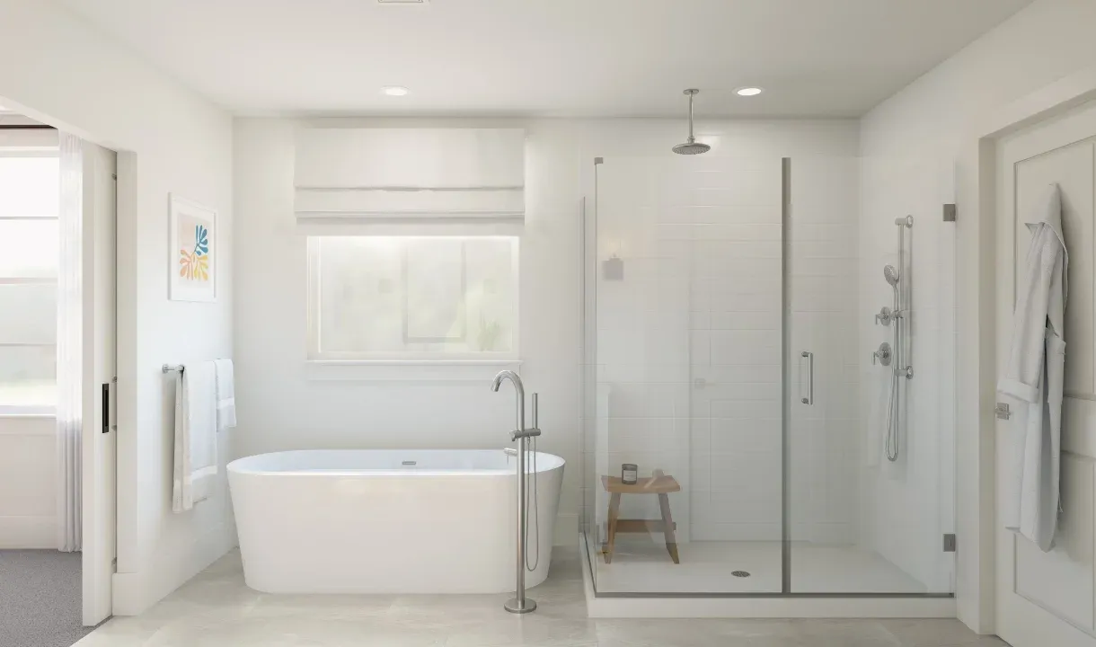 Primary bath with freestanding tub