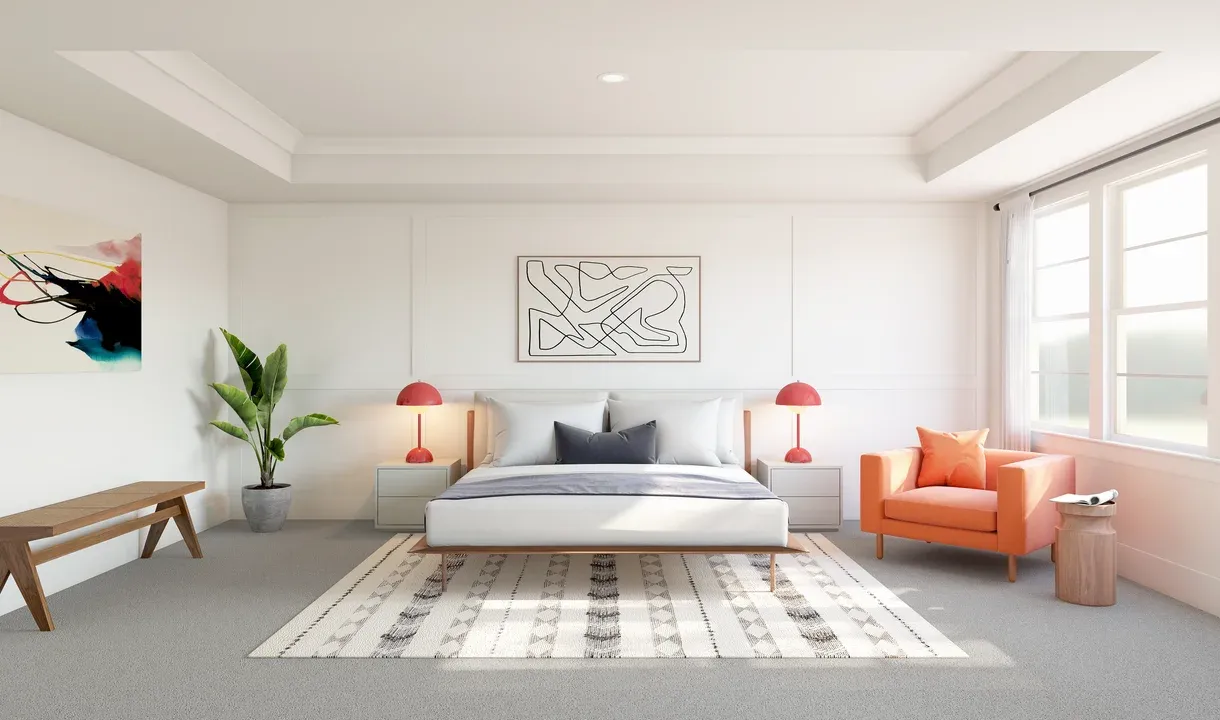 Primary suite with decorative feature wall