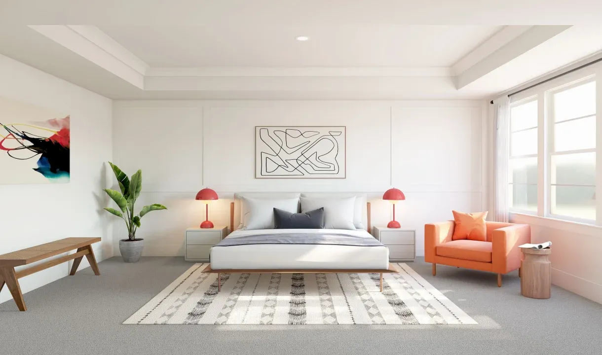 Primary suite with decorative feature wall