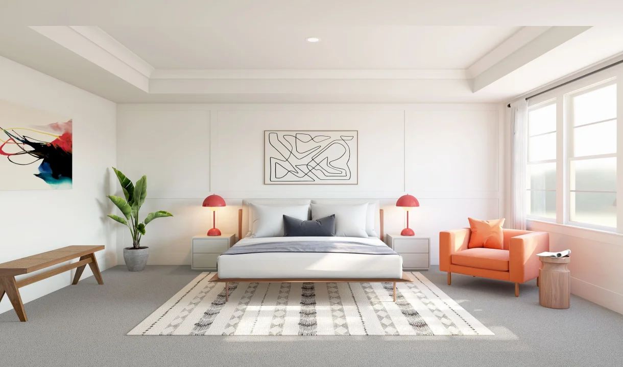 Primary suite with decorative feature wall